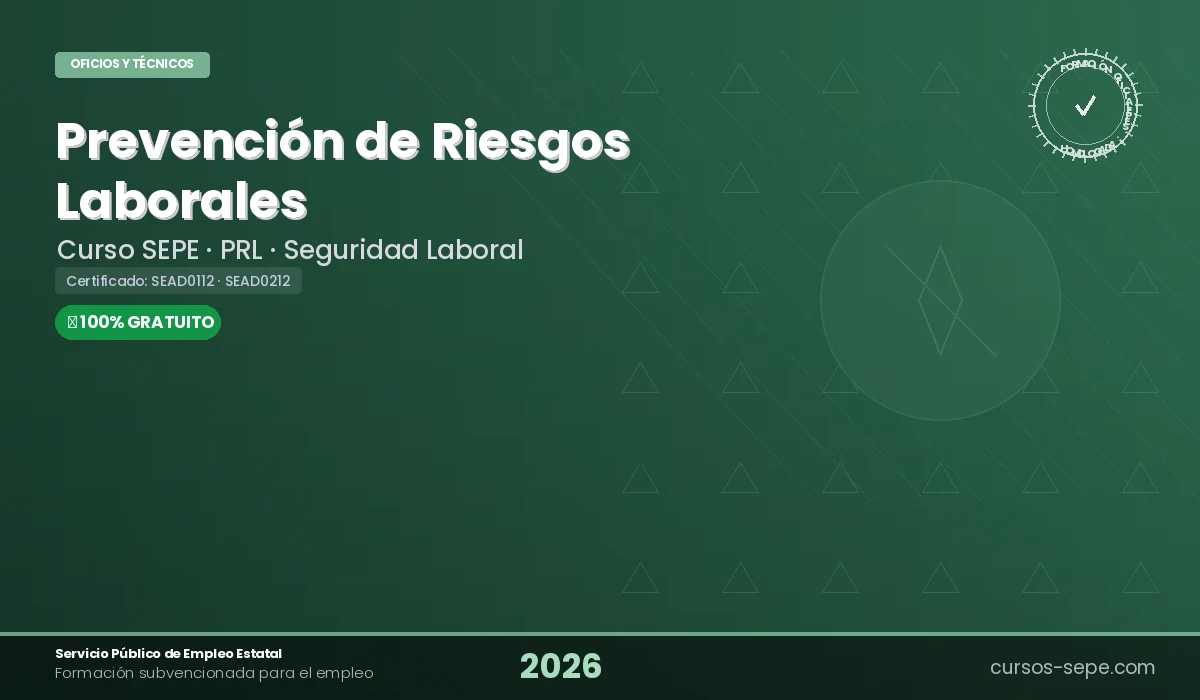 Curso de prevención de riesgos laborales SEPE 2026 - PRL oficial