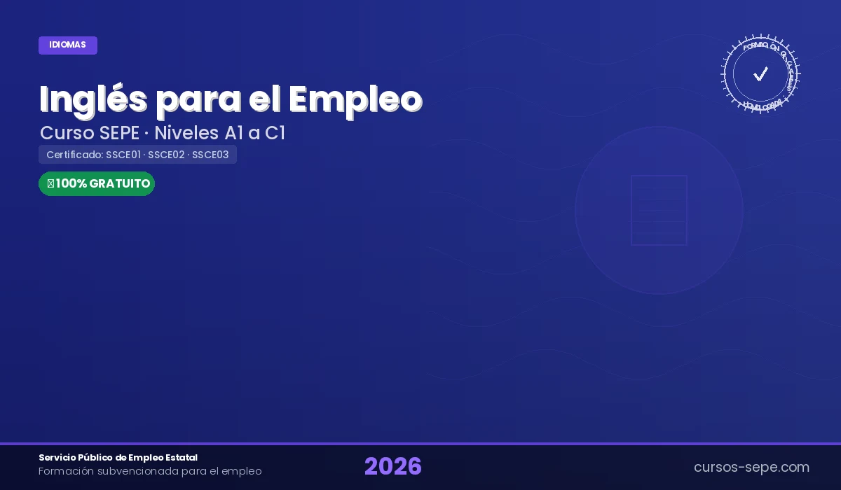 Cursos de inglés SEPE 2026 - niveles A1 a C1 gratuitos