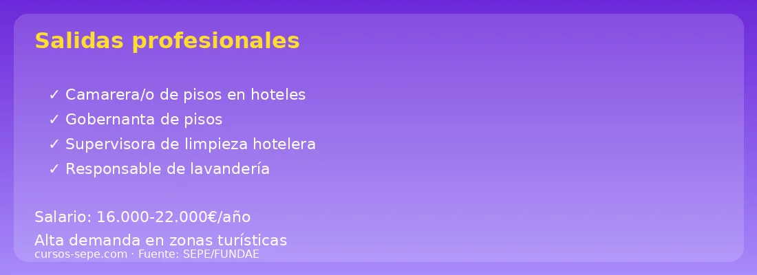 Salidas profesionales camarera pisos hotelería salario empleabilidad turismo