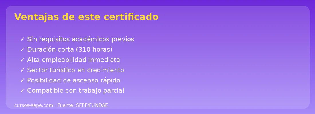 Ventajas certificado HOTA0108 camarera pisos sin requisitos duración corta empleo