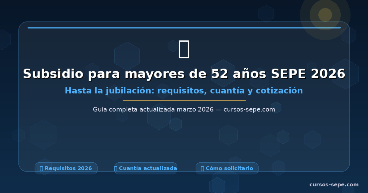 Subsidio para mayores de 52 años SEPE 2026: guía completa