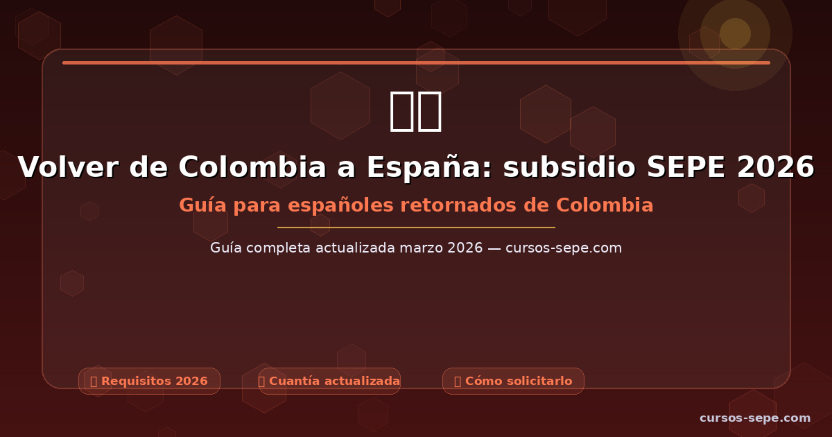 Volver de Colombia a España: subsidio SEPE 2026 para retornados