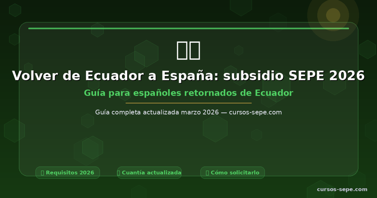 Volver de Ecuador a España: subsidio SEPE 2026 para retornados