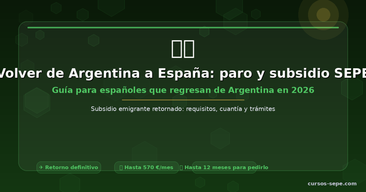 Volver de Argentina a España: paro y subsidio SEPE 2026