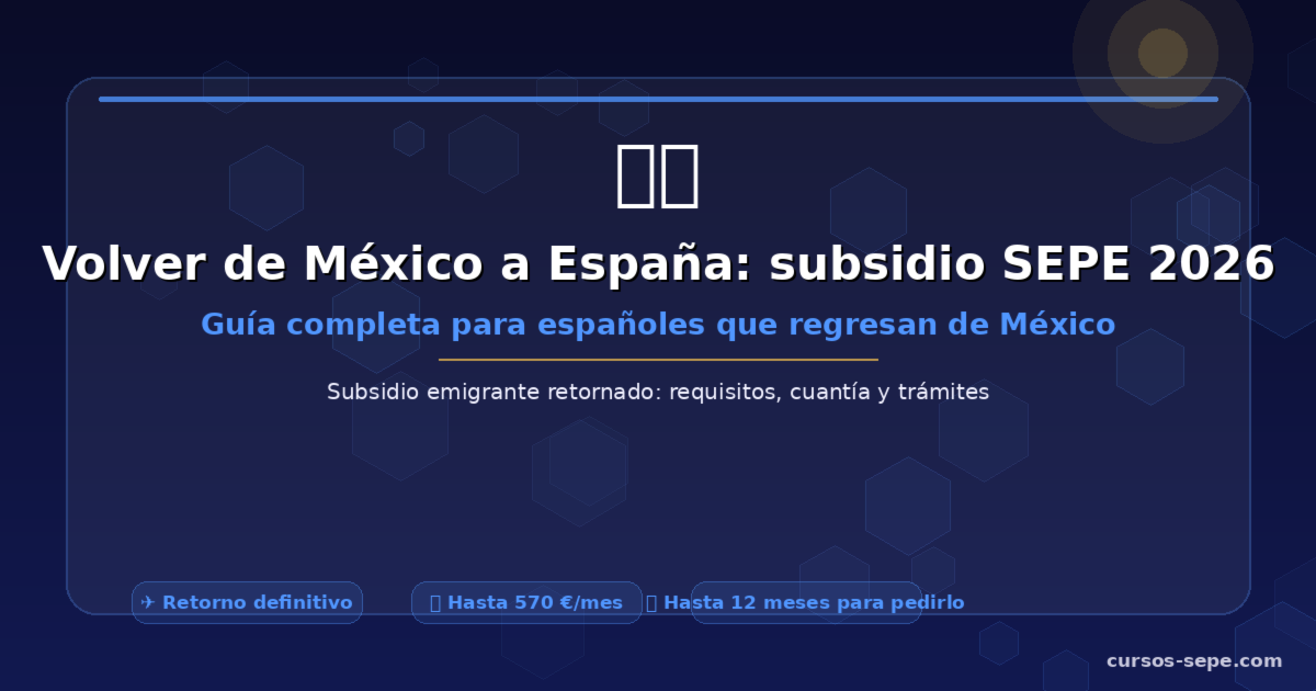 Volver de México a España: subsidio SEPE 2026 para retornados