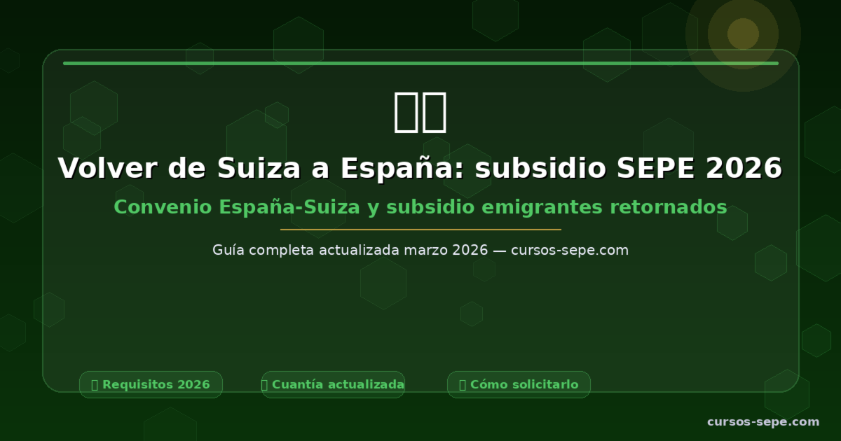 Volver de Suiza a España: subsidio SEPE y pensión 2026