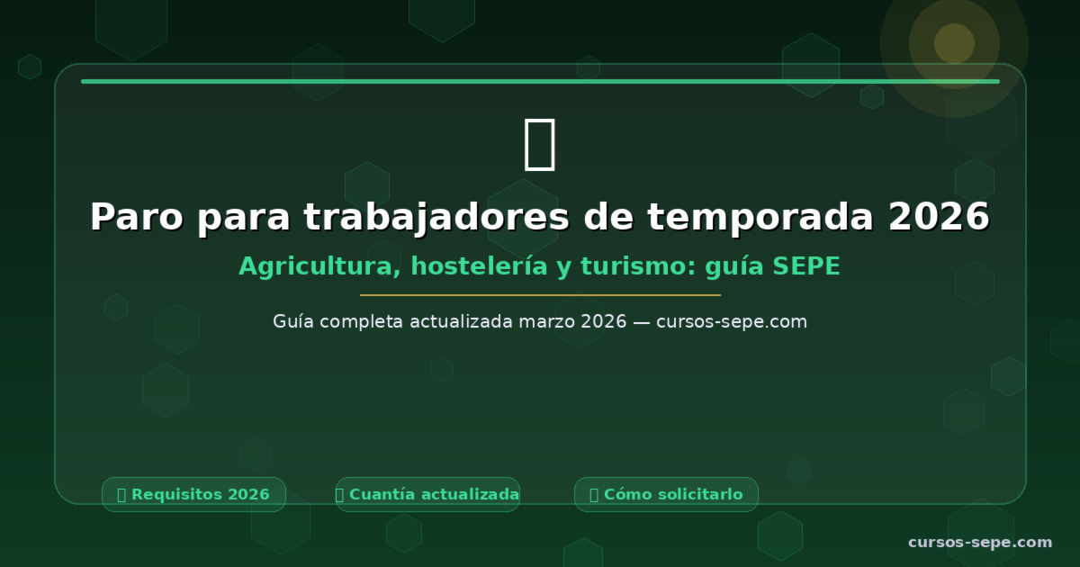 Paro para trabajadores de temporada 2026: agricultura, hostelería y turismo