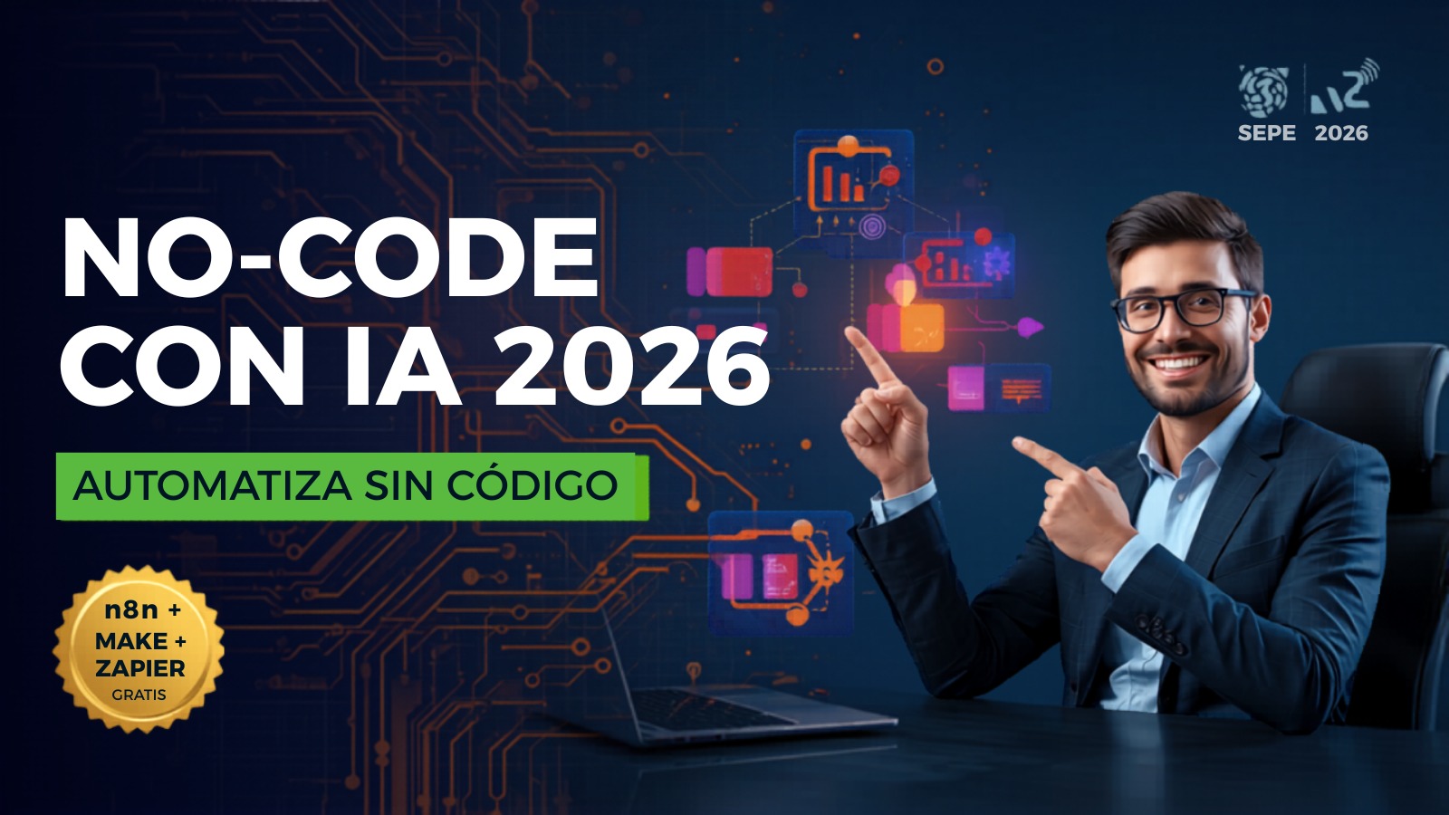 Curso No-Code con IA 2026: n8n, Make y Zapier Gratis [Automatiza sin Programar]