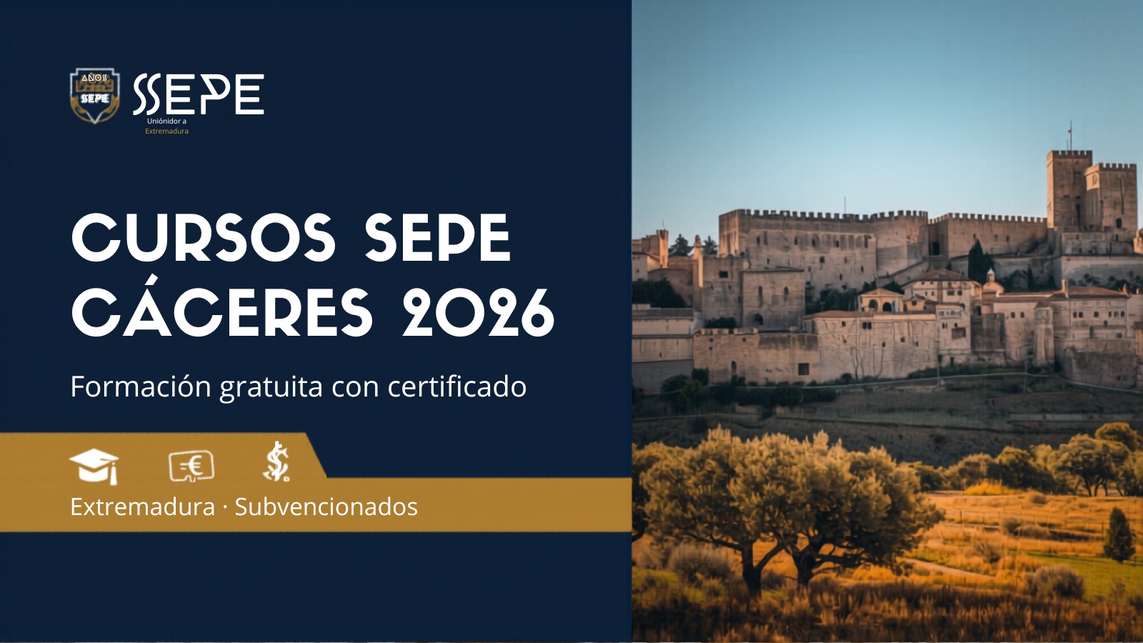 Cursos SEPE gratis en Cáceres 2026 formación con certificado Extremadura