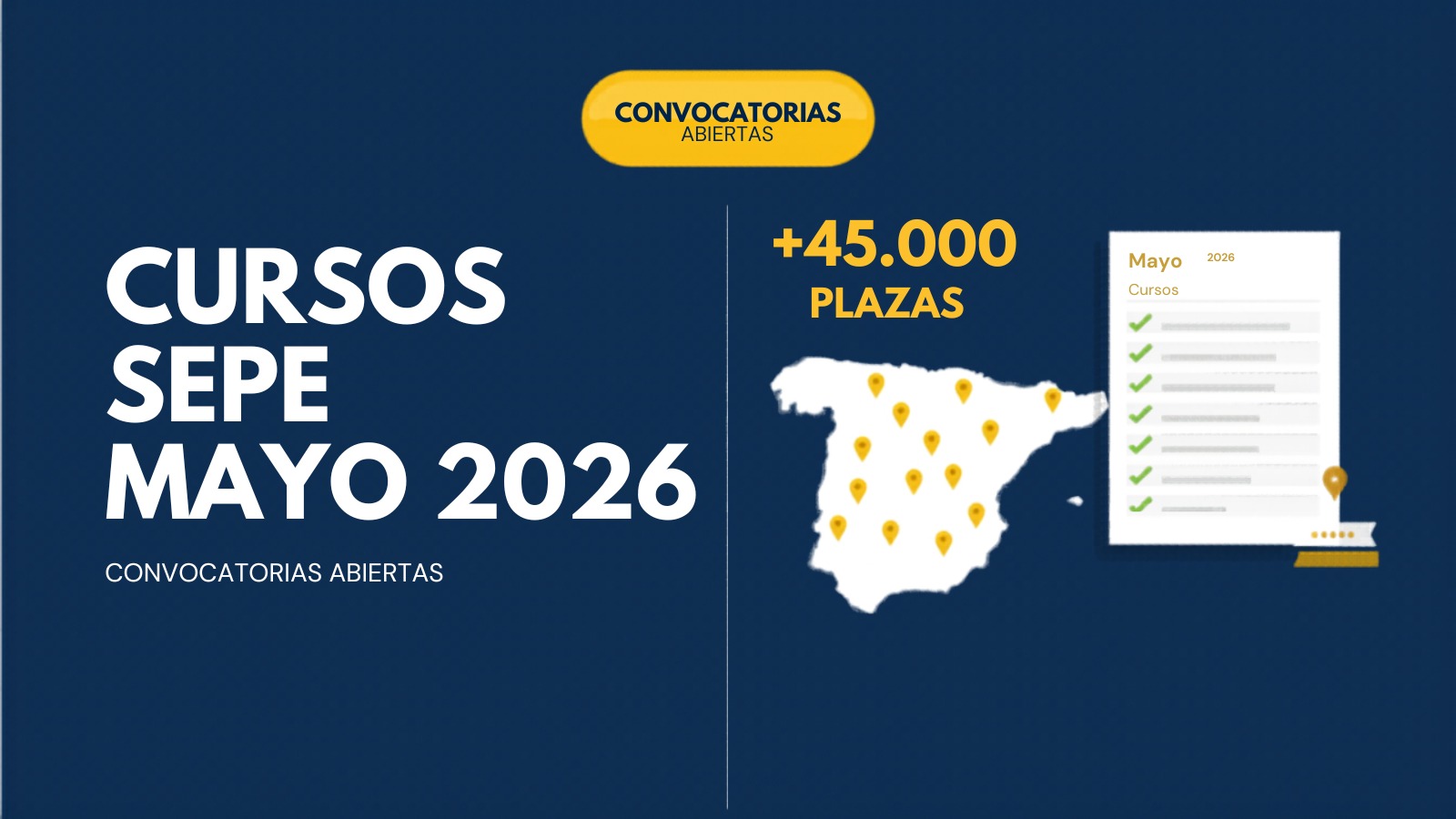 Cursos SEPE Mayo 2026: 45.000 Plazas + Calendario por CCAA