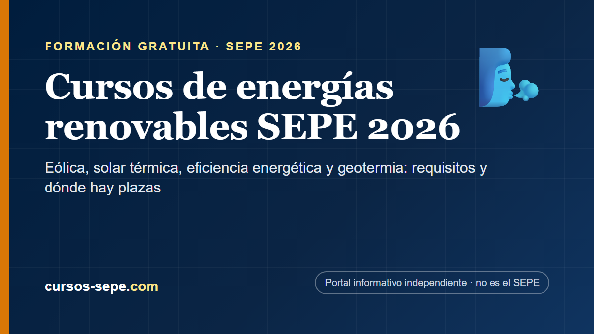 Cursos de energías renovables del SEPE en 2026: eólica, solar térmica, eficiencia energética y geotermia